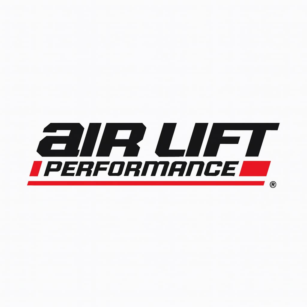 Air lift performance logo on white background, automotive performance brand branding, high-quality emblem graphic for car enthusiasts.
