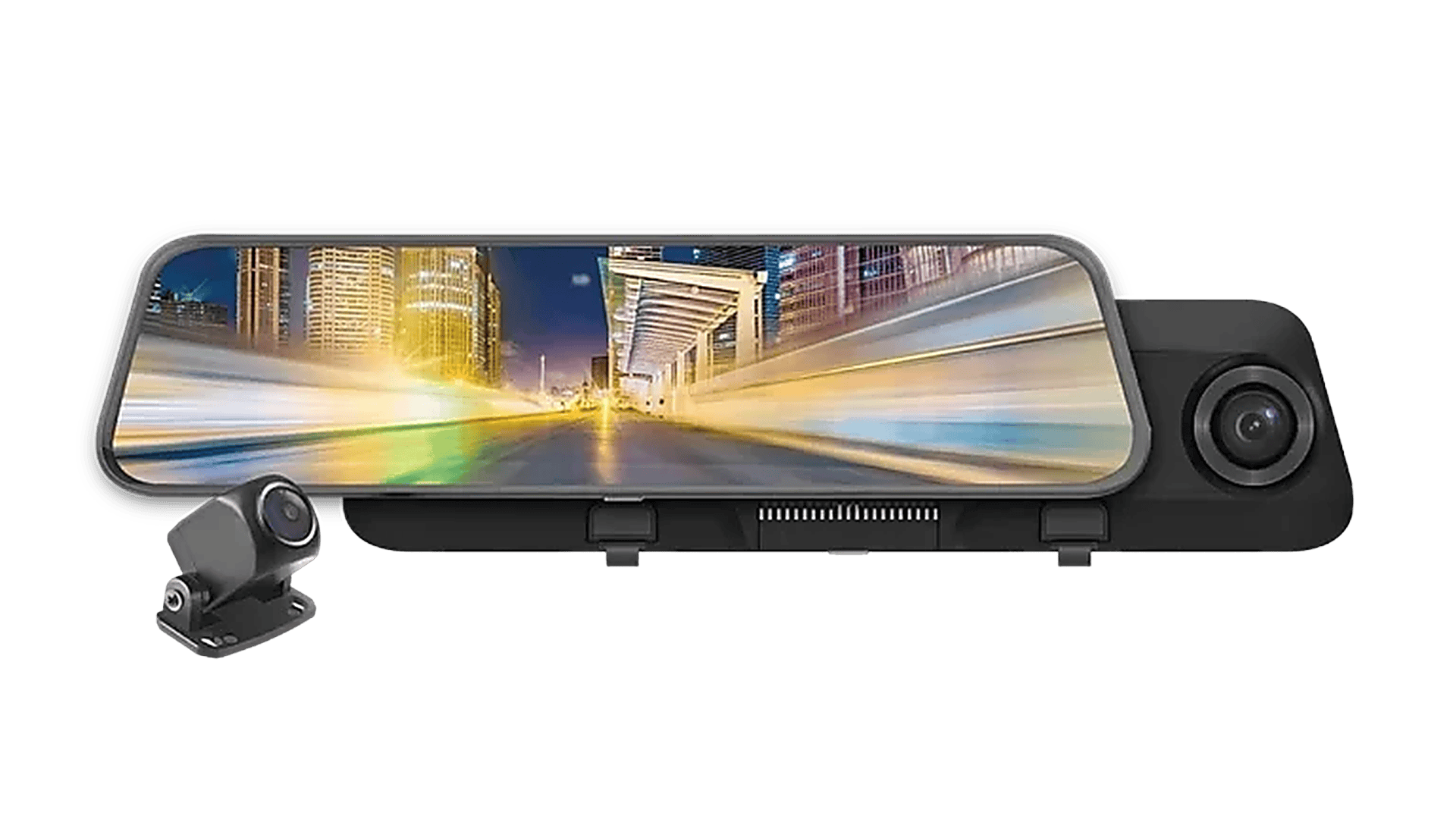 HD car dash cam with night vision and wide-angle lens, records HD video while driving.